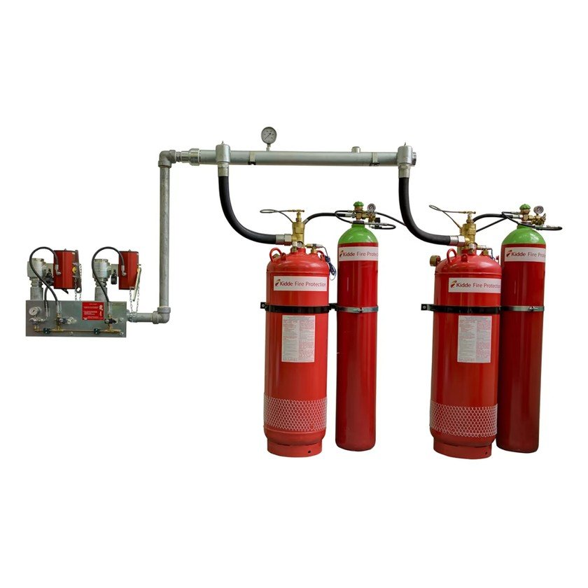 Clean agent cylinders with manifold