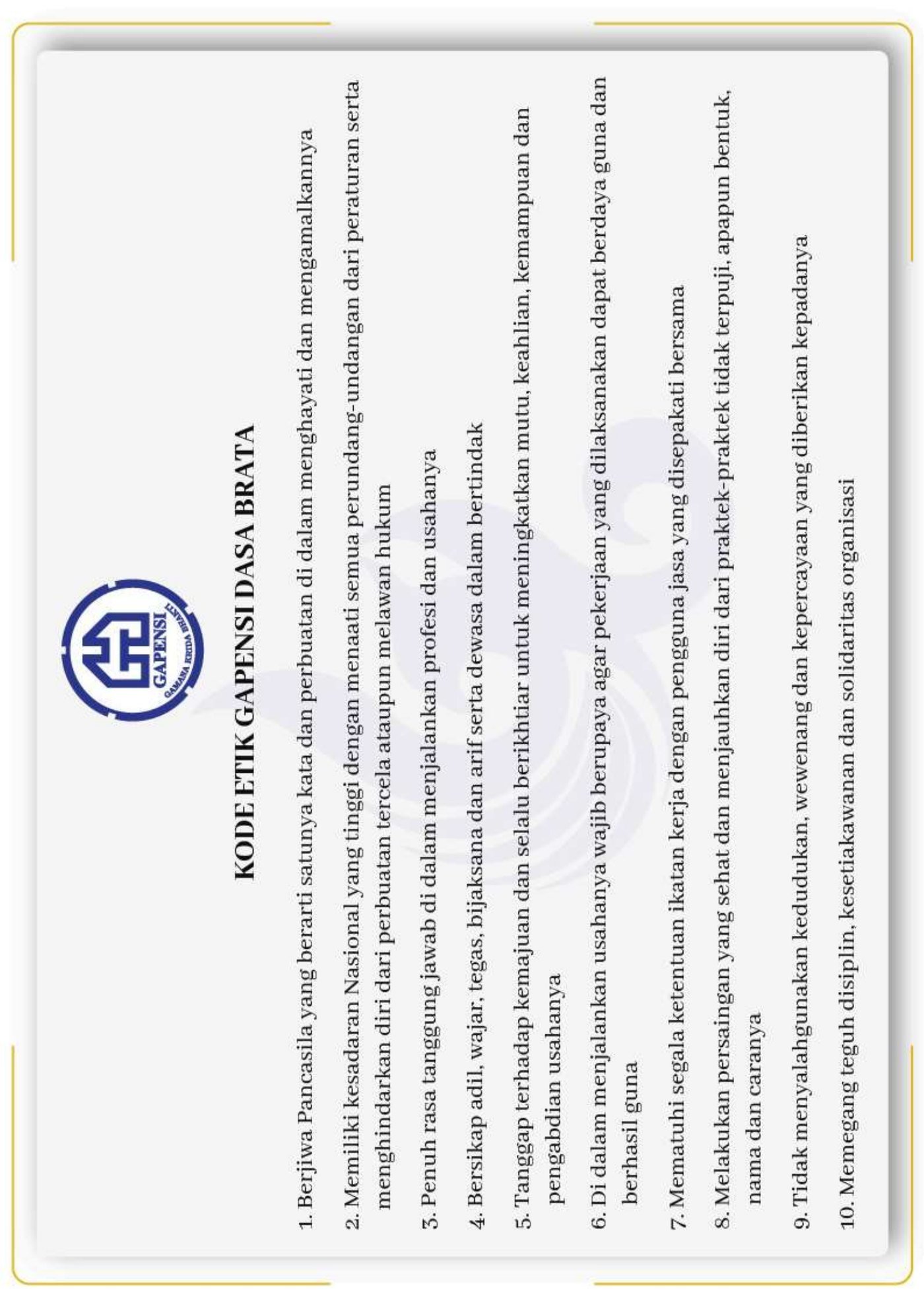GAPENSI code of ethics